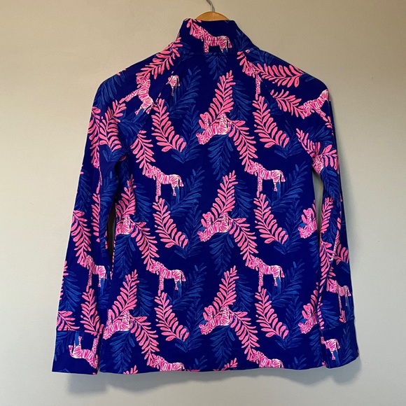 Lilly Pulitzer Vibrant Blue and Pink Quarter-Zip Pullover - Picture 5 of 5